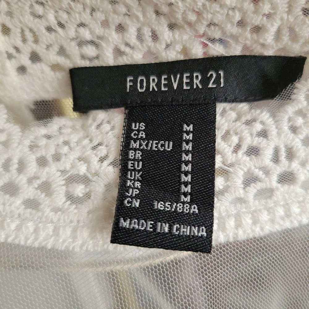 Forever 21 Sheer Lace Blouse, Cream Color, Size Medium - Picture 4 of 5